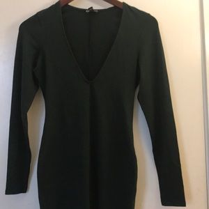 Emerald Long Sleeve Bodycon Midi Dress